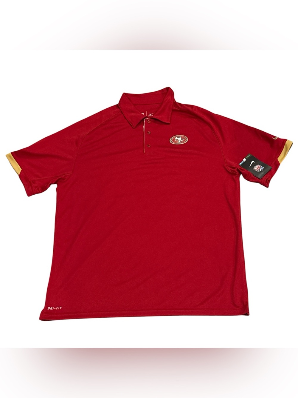 NEW Nike San Francisco 49ers Football Red Dri Fit Short Sleeve Polo Shirt Mens L
